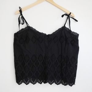 3/$15 Topshop Black Lace Cotton Button Blouse
